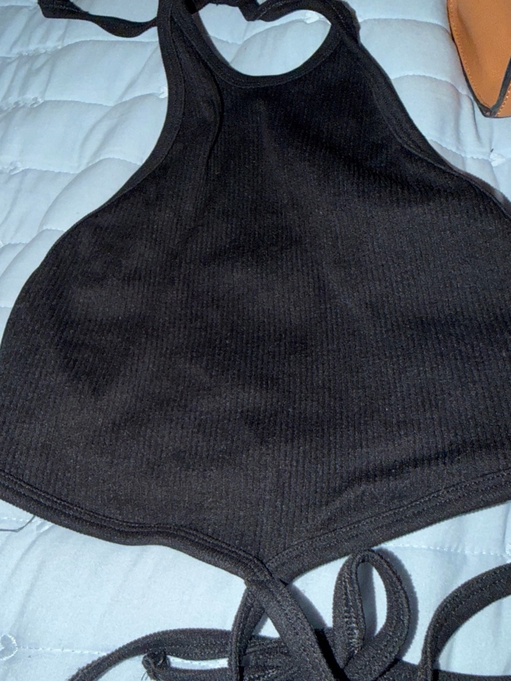 Out from Under Urban Outfitters Open back halter XS/S Black ribbed tie back